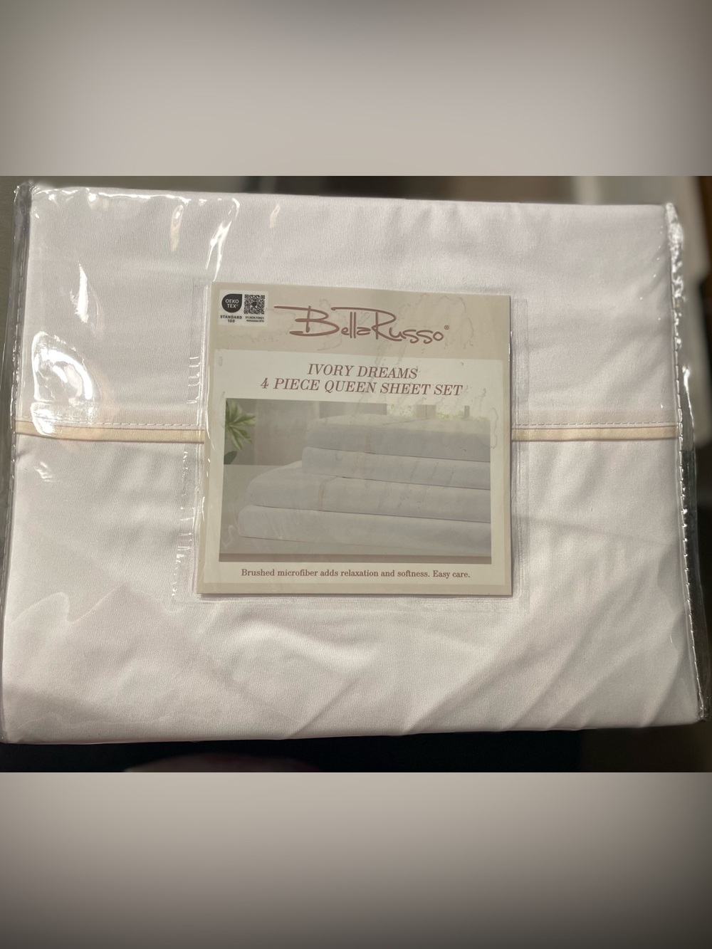 BRAND NEW IN BOX 4 piece queen sheet set - Ivory brushed microfiber
